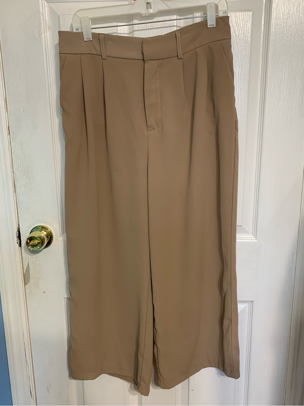 Wide Leg Tan Trousers
